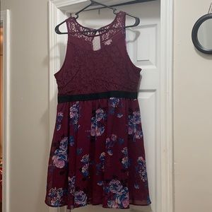 Burgundy floral dress